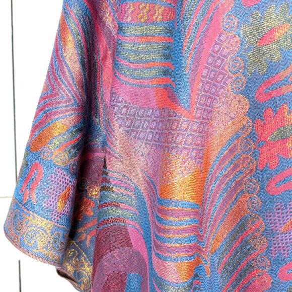 Metallic feather pashmina reversible kimono cover up - Picture 7 of 7